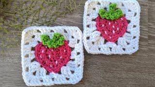 Crochet Strawberry Granny Square Tutorial