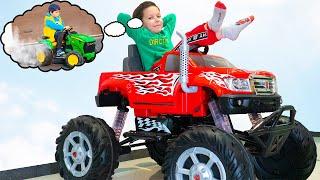 Artem and сhildren vehicles | Plays with toys on power wheels