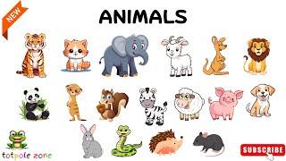 Animals vocabulary in English | Common animals name | Wild and farm animals names for kids