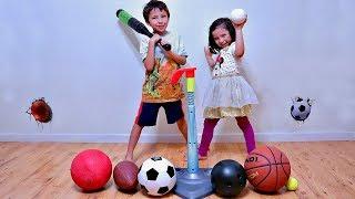 Playing and Learning Sport Ball Names with Tball Toy for Toddlers and Children