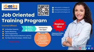 i Geeks Technologies | Job Oriented Training Program | Contact Now: 7019280372