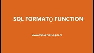 SQL FORMAT() Function