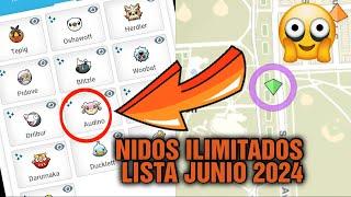 Nidos  pokemon go 2024   JUNIO LISTA GLOBAL COMPLETA DE NIDOS ILIMITADOS  infinitos  