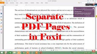 how to separate pdf pages in foxit reader