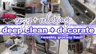 COZY DEEP CLEAN + DECORATE | HUGE GROCERY HAUL | END OF SUMMER RESET | Lauren Yarbrough