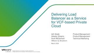 Delivering Load Balancer as a Service for VCF based Private Cloud