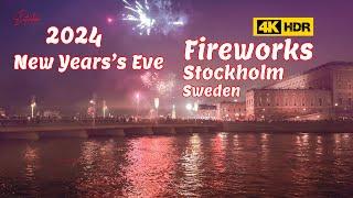 New Year’s Eve 2024 Full Fireworks Stockholm Sweden 4K HDR