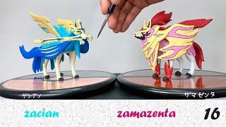 Shiny Zacian & Zamazenta Legendary Pokemon Figures Scale 1:20 / Polymer Clay / 16