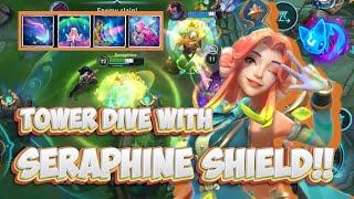 EXTREME SHIELD AND HEALING !! Garden Party Seraphine support gameplay // WILD RIFT (BUILD+RUNES)