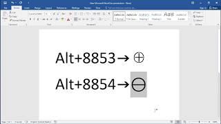 How to type circled plus and circled minus in Word