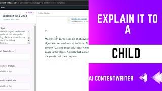 How to Create Explain It To a Child using WP AI Content Writer