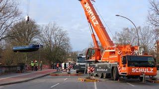 Soeren66 - LIEBHERR LTM 1230-5.1 vom KRANDIENST SCHULZ hebt Bohrgerät auf Ponton, Teil 2