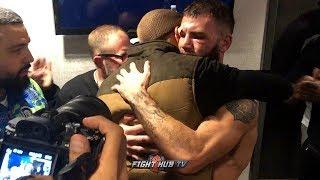 CALEB PLANT & JOSE UZCATEGUI EMBRACE AFTER FIGHT "CONGRATS YOU MADE YOUR DAUGHTERS DREAM COME TRUE"