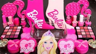 Barbie Pink Slime Mixing Makeup,Parts,Glitter Into Slime. Satisfying slime ASMR#satisfying#slime