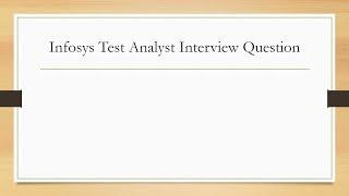 Infosys Automation Testing Interview Questions Part 1