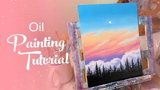 Oil Painting Tutorial - Sunset Clouds Tree Line (Beginner to Intermediate)