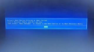 [SOLVED] Default Boot Device Missing or Boot Failed | Insert Recovery Media and Hit any key