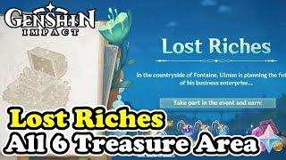 All 6 Lost Riches Treasure Area Locations Genshin Impact (Fontaine Event 2024)