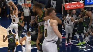 Rudy Gobert chokes Christian Braun after getting dunked on so Westbrook tries to fight 