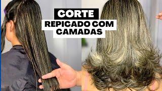 Como fazer Corte em #camadas e escova modelada passo a passo #corteemcamadas #corterepicado