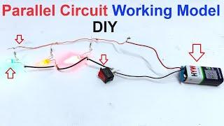 parallel circuit working model using led lights - resistors - switch and 9v battery | DIY pandit