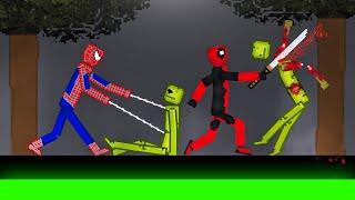 Spider-Man and Deadpool vs Melon Playground on Acid Sea in People Playground