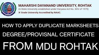How to apply duplicate marksheet DMC/DEGREE/Migration/Provisnal certificate from MDU ROHTAK