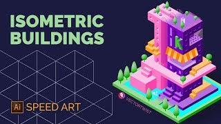 Illustrator Speed Art  - Isometric Buildings out of Numbers