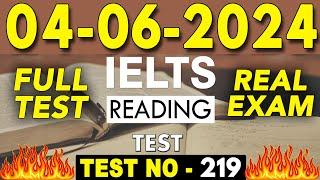 IELTS Reading Test 2024 with Answers | 03.06.2024 | Test No - 219
