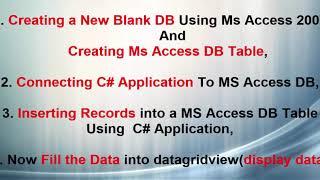 Create Ms Access DB,Connect C# App, Insert Data Windows Application
