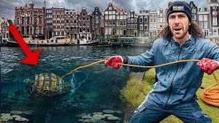 Watch what my ENORMOUS Magnet Finds in Amsterdam's Canals!