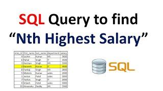 Query to find Nth highest salary in SQL | Most asked SQL interview Question