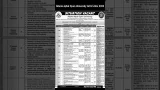 Allama Iqbal Open University AIOU Jobs 2023 #AIOU #jobs #todayjobs