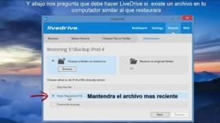 Restaurar carpetas con LiveDrive en Windows