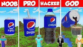 PEPSI COLA BASE HOUSE BUILD CHALLENGE - Minecraft Battle: NOOB vs PRO vs HACKER vs GOD / Animation