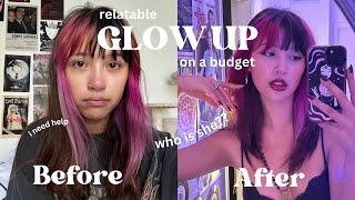 GLOW UP WITH ME (on a budget)!! Thrifting a new outfit, diy hair cut, & more!