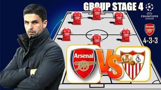 Arsenal VS Sevilla | ARSENAL POTENTIAL STARTING LINEUP CHAMPIONS LEAGUE 2023 GROUP STAGE 4