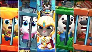 Platinum Tom vs All Raccoon Bosses! Save all friends in every superworld - Talking Tom Hero Dash