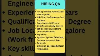 Testing Jobs | Manual Testing| Automation Testing| Freshers