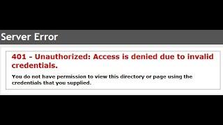 401 - Unauthorized Access, This page isn't working