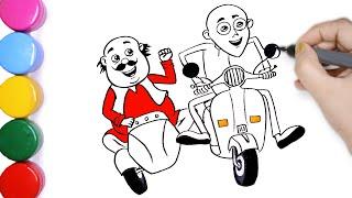 How to Draw Motu Patlu | Motu Patlu riding Scooter Painting | Learn to Draw Cartoon