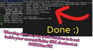 Warning dart on your path resolves to is not inside your current Flutter SDK checkout at PATH MacFIX