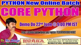 CORE PYTHON Online Training in DURGASOFT