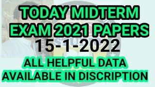 Today Midterm Exam 2021 Papers || Current VU Mid Term Exams 2022 Papers