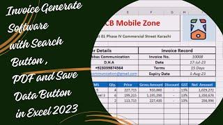 Automatic Invoice Making Software with Search Button, Save Data and PDF Easily in MS Excel 2023