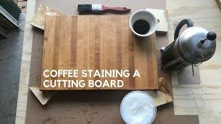 Finishing a cutting board with coffee and coconut oil