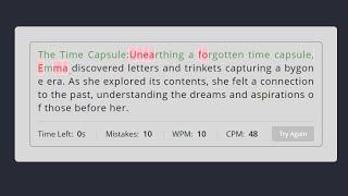 Create a Typing Speed Test Using HTML css and Javascript