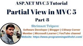 (#8) Partial view in MVC 5 | mvc 5 tutorial for beginners in .net c#