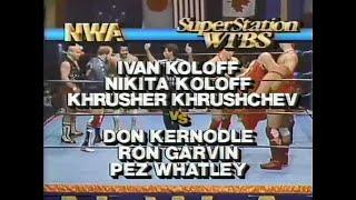 Six Man Tag Titles   The Russians vs Garvin, Kernodle, & Whatley   Saturday Night Oct 12th, 1985