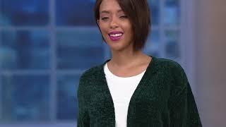 AnyBody Loungewear Chenille Cropped Cardigan on QVC